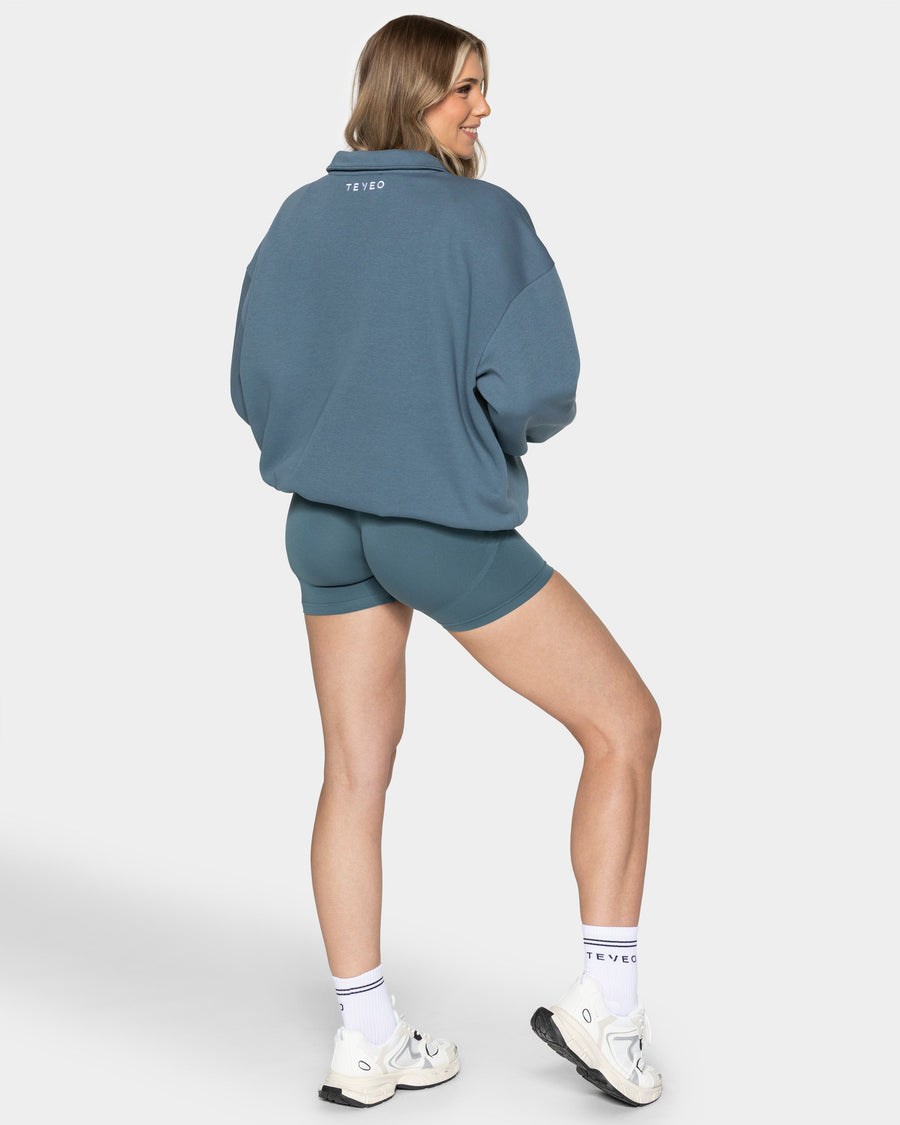 Sweat-shirt demi-zippé Femme « teal »