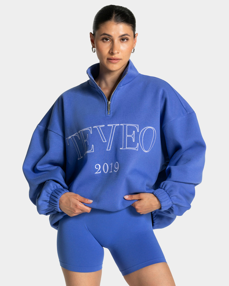 Sweat-shirt demi-zippé Femme « bleu roi »