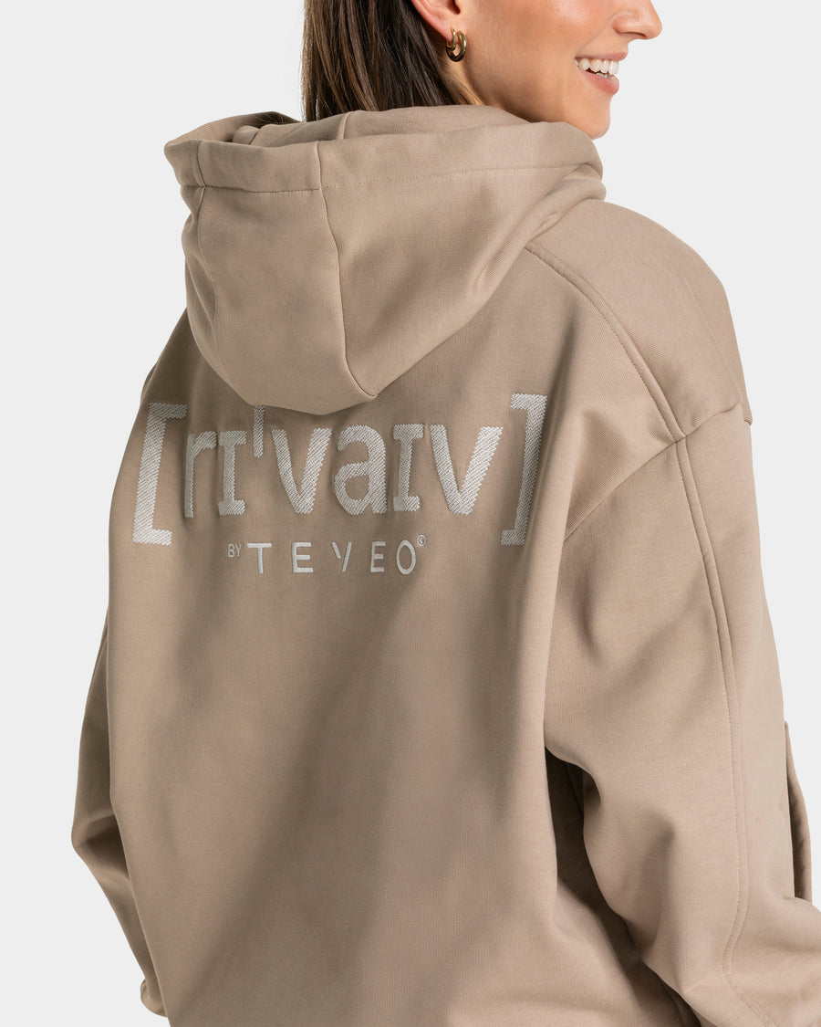 Sweat à capuche oversize RI’VAIV « taupe »