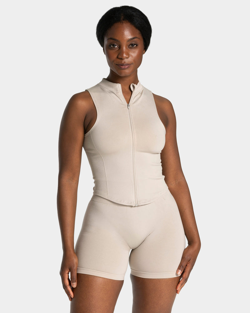 Débardeur zippé Timeless Pro « cream »