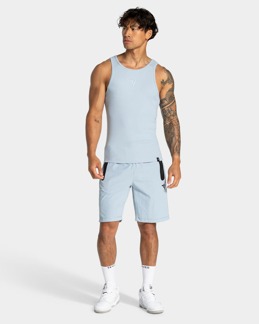 Débardeur côtelé Workout « bleu acier »
