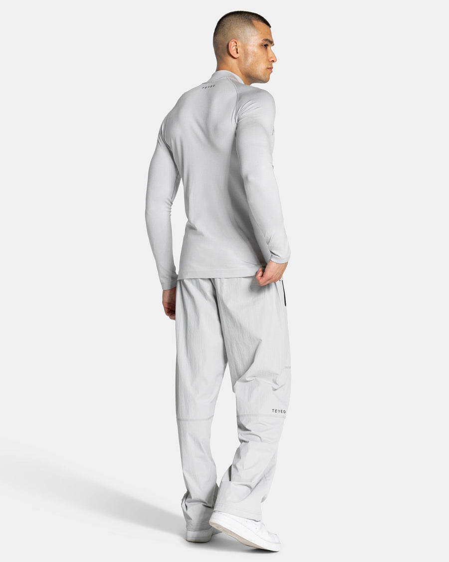 Haut à manches longues demi-zippé Workout sans coutures « gris clair »