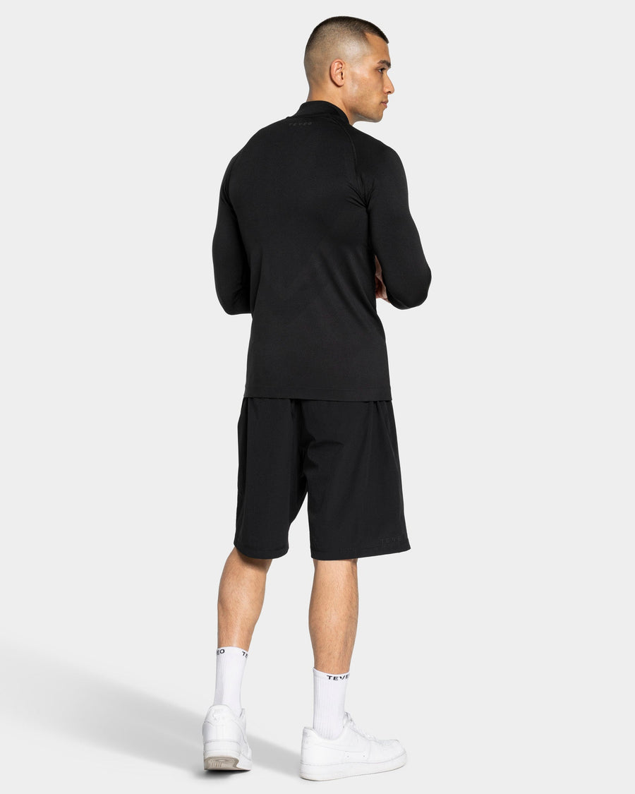 Haut à manches longues demi-zippé Workout sans coutures « noir/anthracite »