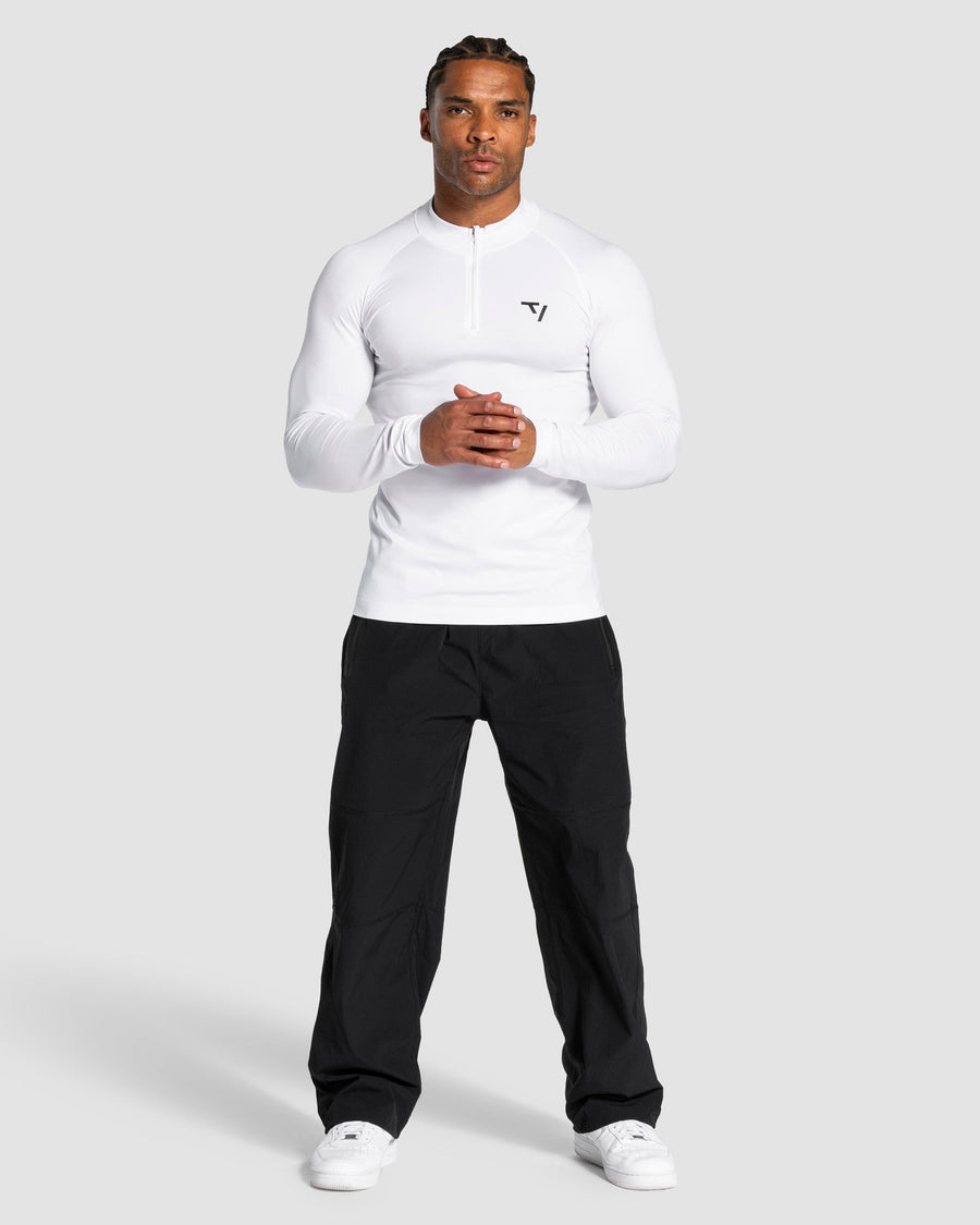 Haut à manches longues demi-zippé Workout sans coutures « blanc »
