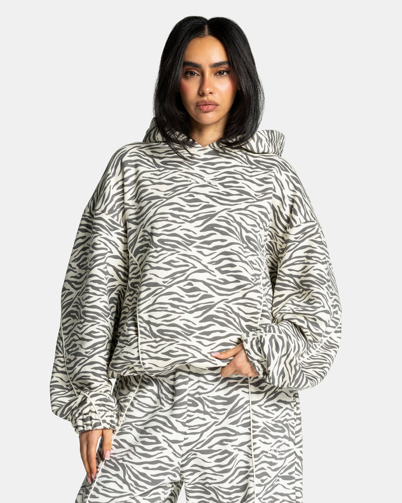 Sweat à capuche Contrastline « zèbre blanc cassé »