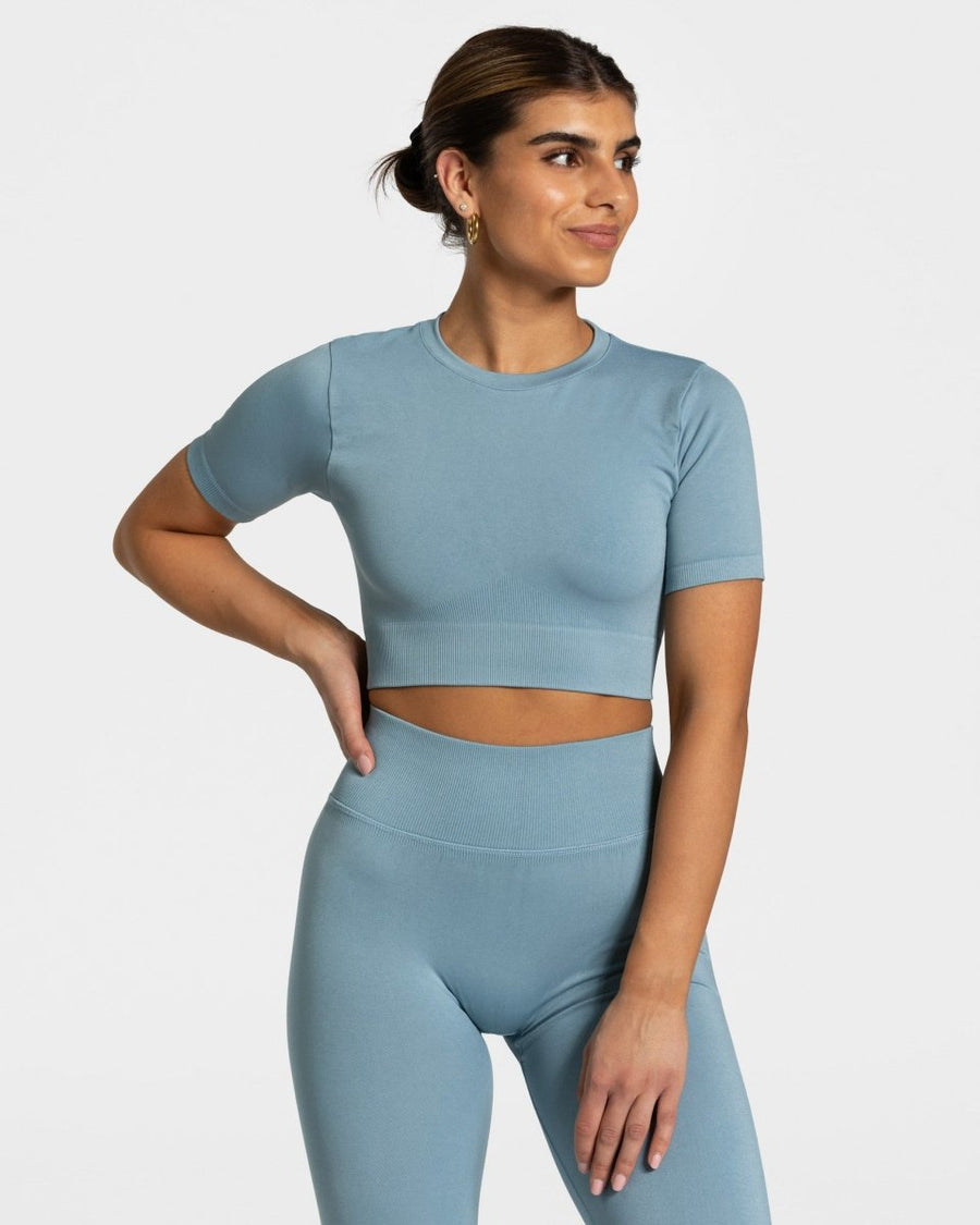 Crop top Sensation « bleu acier »