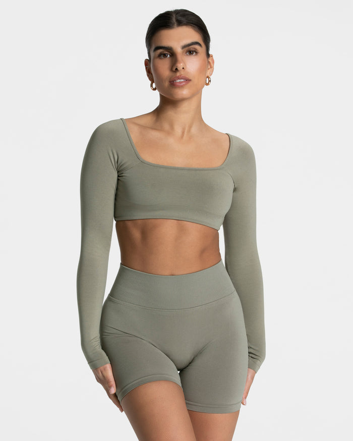 Femme Backless Longsleeve Khaki